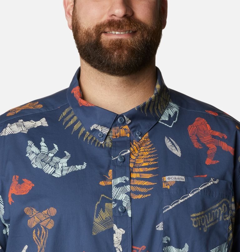 Men's Columbia Rapid Rivers Printed Short Sleeve Shirts Navy | Plus Size CA-C1L0A